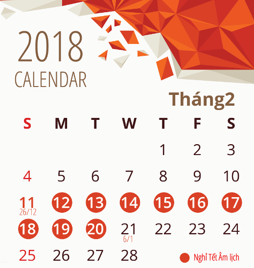 Thông báo: Lịch nghỉ Nguyên Đán 2018 - Toptech Việt Nam